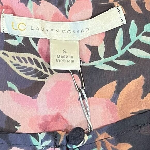 LC Lauren Conrad Indigo Floral Top, Size S, NWT - Picture 4 of 8